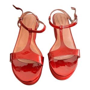 Corso Como T Strap Platform Wedge Red Buckle